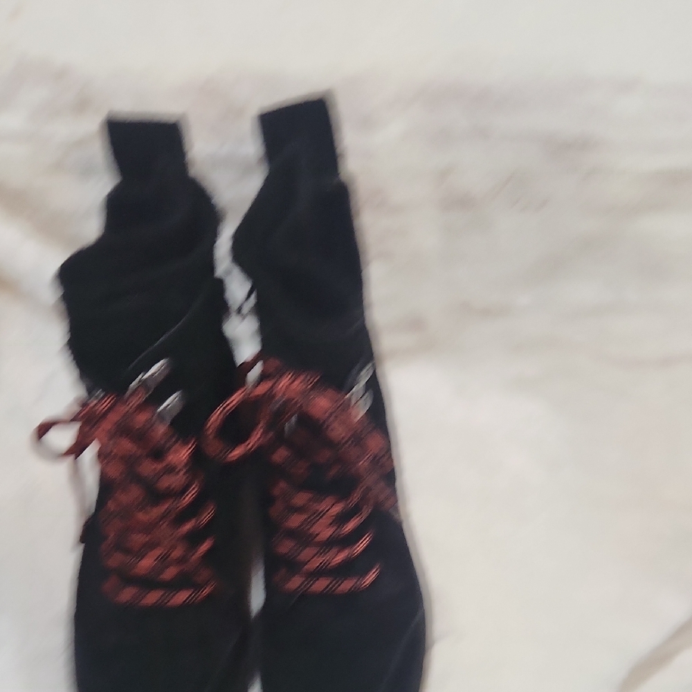 Zodiac Black Lace-Up Boots with Red Accents - Picture 3 of 7